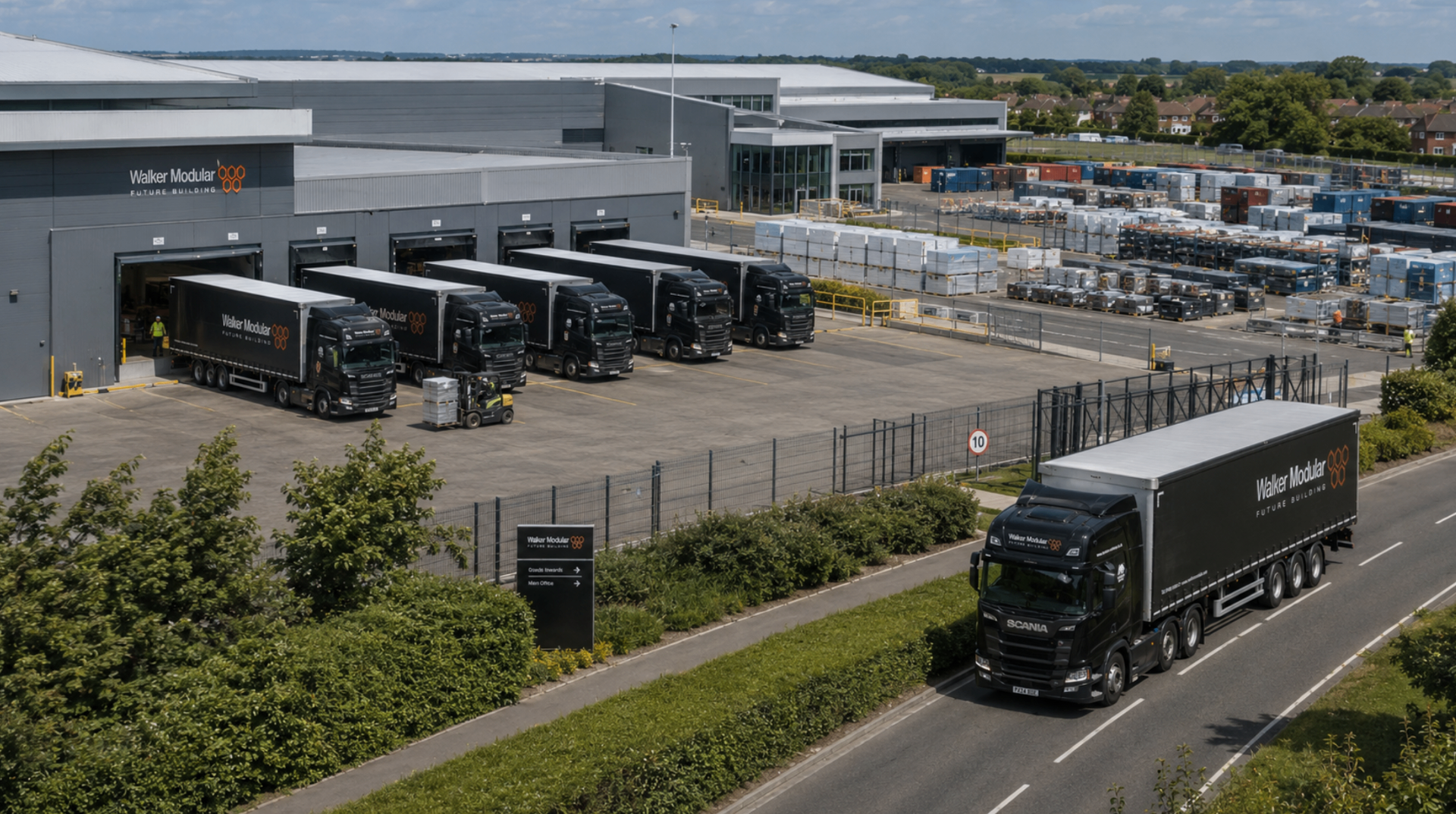 Walker Modular fleet loading at the Hull factory dispatch bays