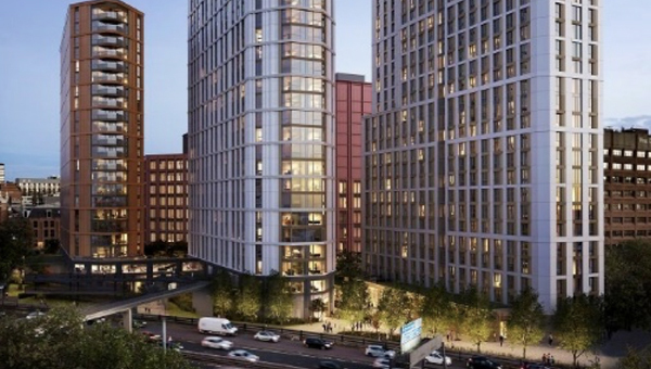 Architectural visualisation of the Lisbon Square Student development in Leeds