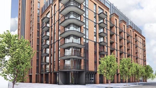 Architectural visualisation of the Redcliff Quarter BTR development in Bristol