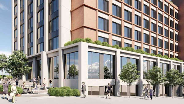 Architectural visualisation of the Sentinel House, Traffic Street development in Nottingham