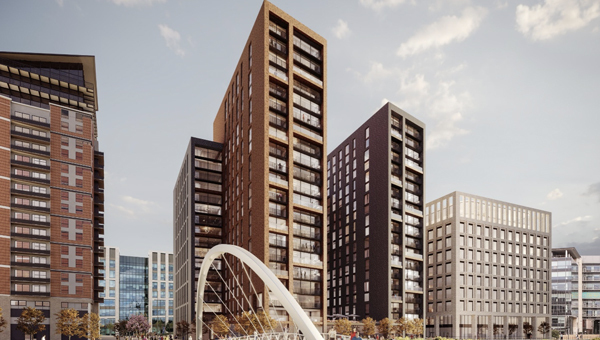 Architectural visualisation of the Whitehall Riverside development in Leeds